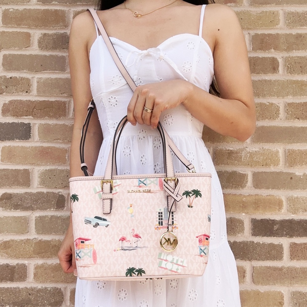 Michael Kors Jet Set XS Carryall Tote Crossbody Light Powder Blush Pink MK Miami - Picture 5 of 5